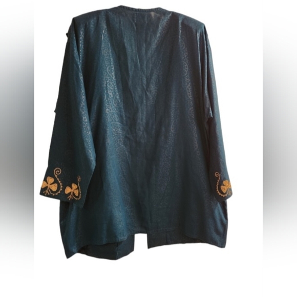 rima Gold Stitched Open Front Plus Size Blazer - Picture 3 of 4